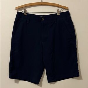 UNDER ARMOUR UA Men’s 34 Athletic Golf Shorts Flat Front Nylon Navy Blue EUC